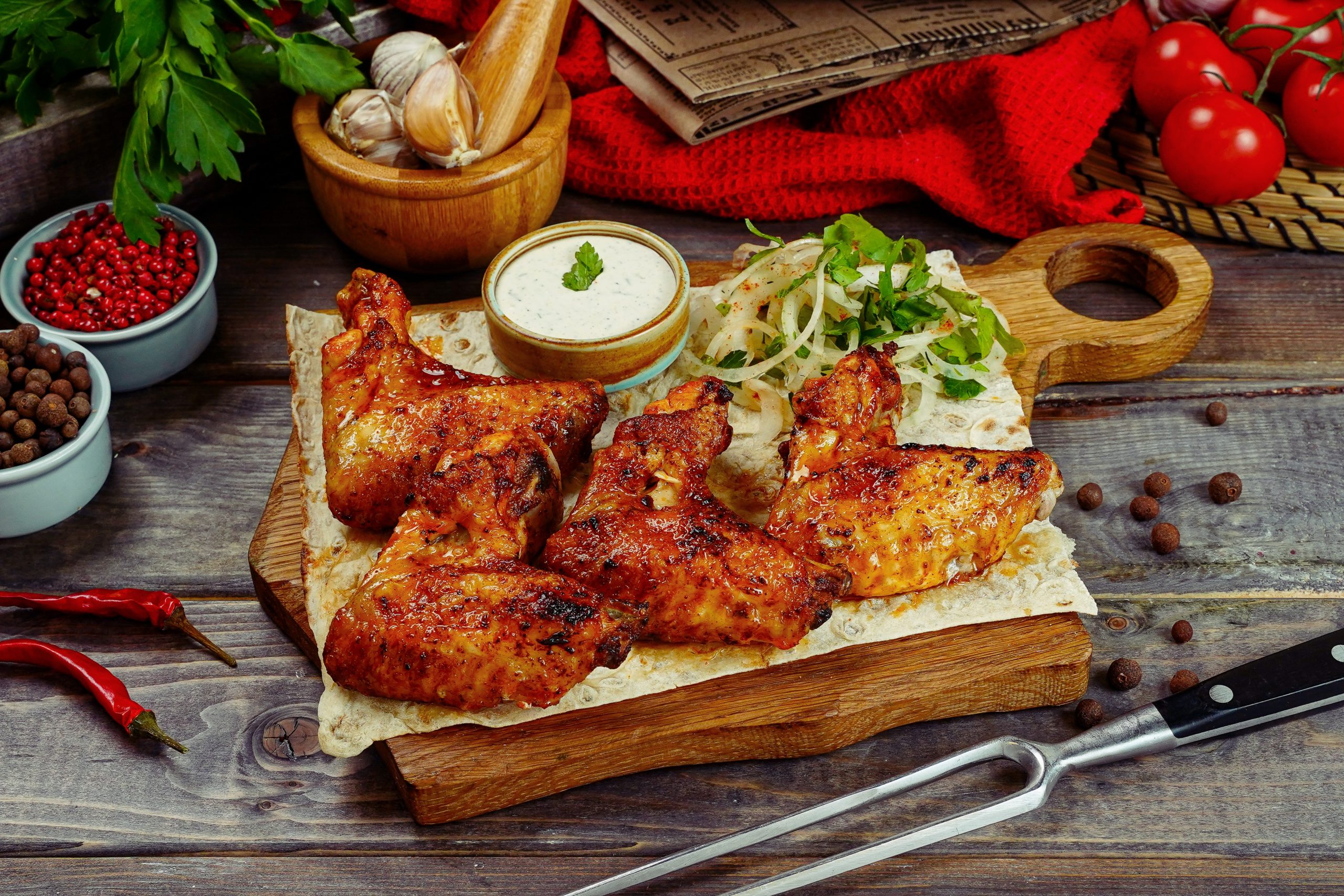 Шашлык из куриных крылышек 4 шт. с доставкой в Солнечногорск и Зеленоград